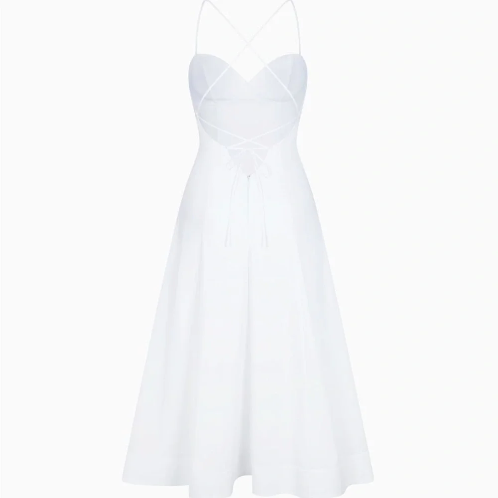 KHY NWT POPLIN LOW BACK MIDI DRESS - Picture 6 of 16